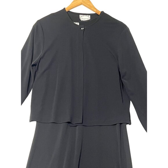 VTG Dressing Clio Women's  Dress Cardigan Set  Medium Black Maxi USA flaw - Picture 3 of 16